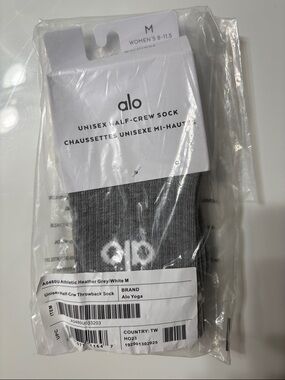 ALO Yoga Athletic Half-Crew Sock in Heather Grey & White